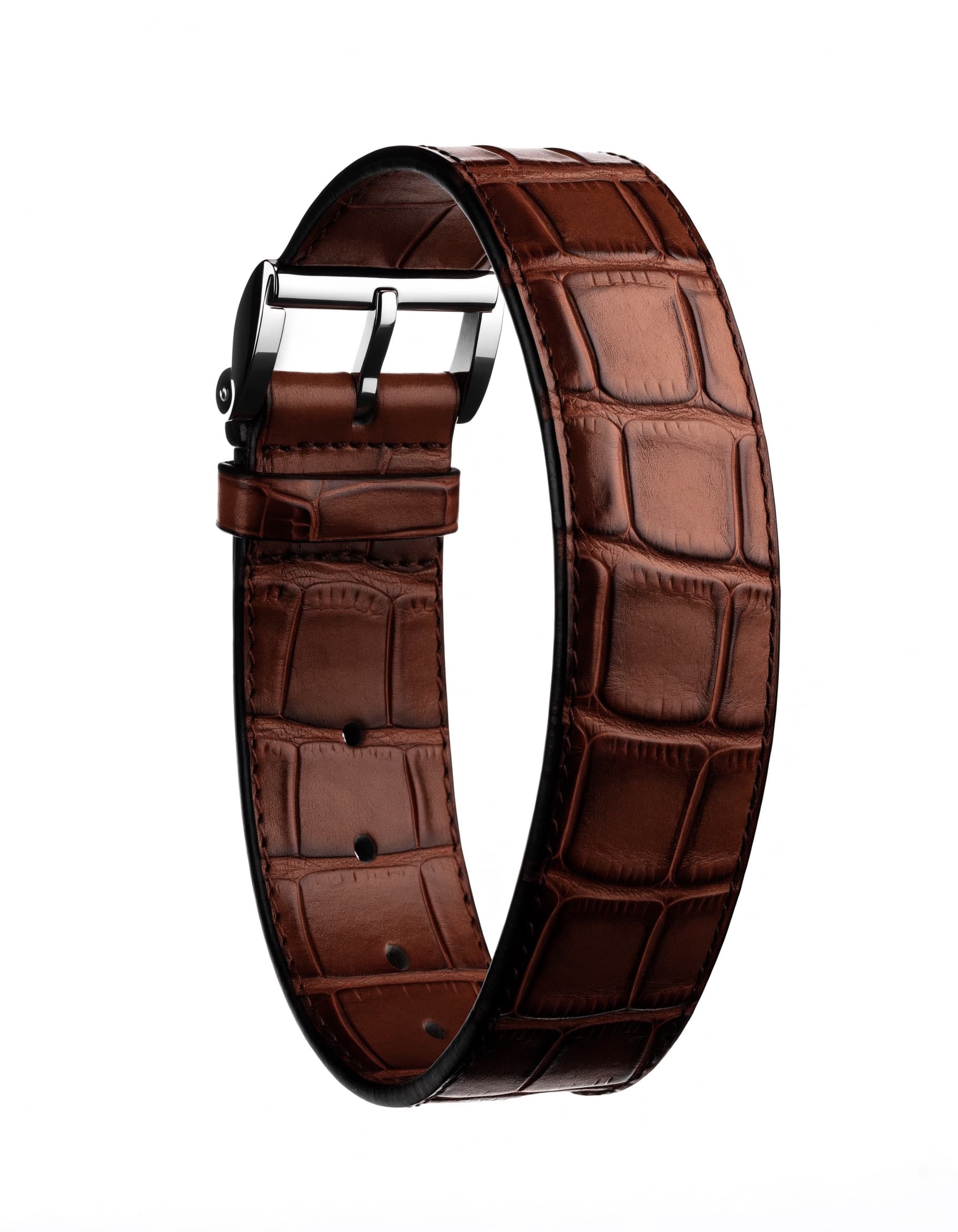 Embossed Alligator Strap — Havana Brown